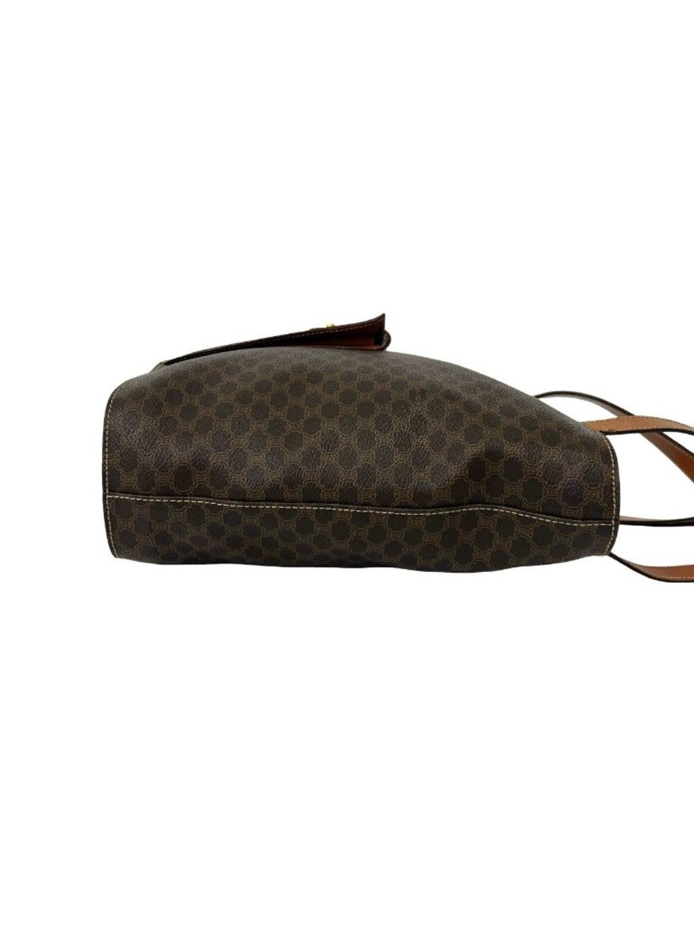 Celine Vintage Macadam Pattern Triomphe Logo Leather Tote Bag Brown - Picture 6 of 10